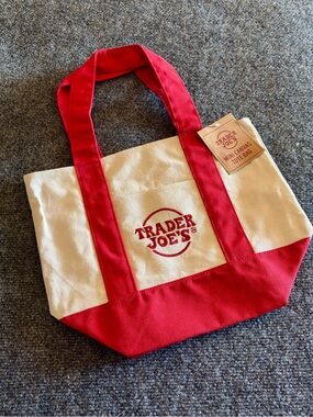 Trader Joe’s Red & Cream Canvas Tote - Mini Market Bag